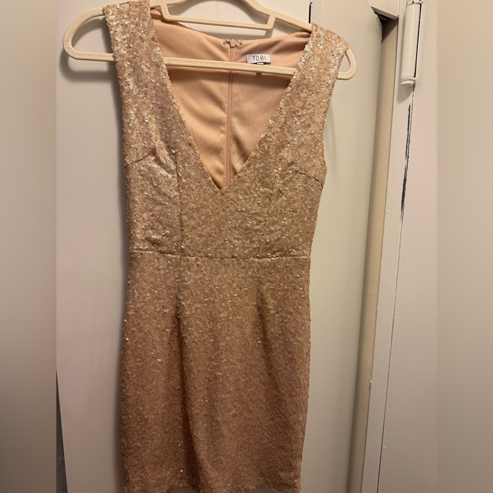 Tobi Gold Sequin Mini Dress